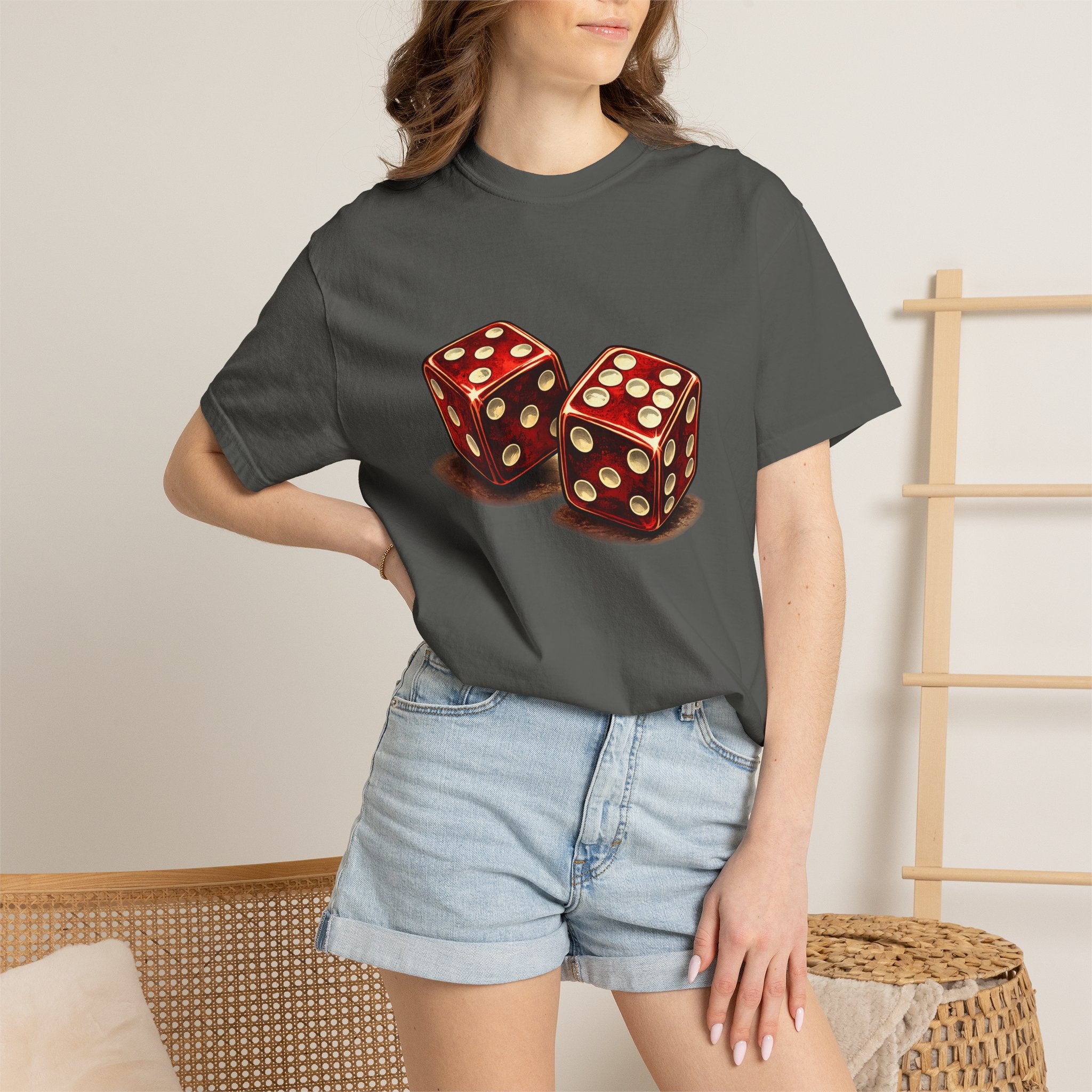 Dice Graphic T-Shirt — Retro Red Dice Design