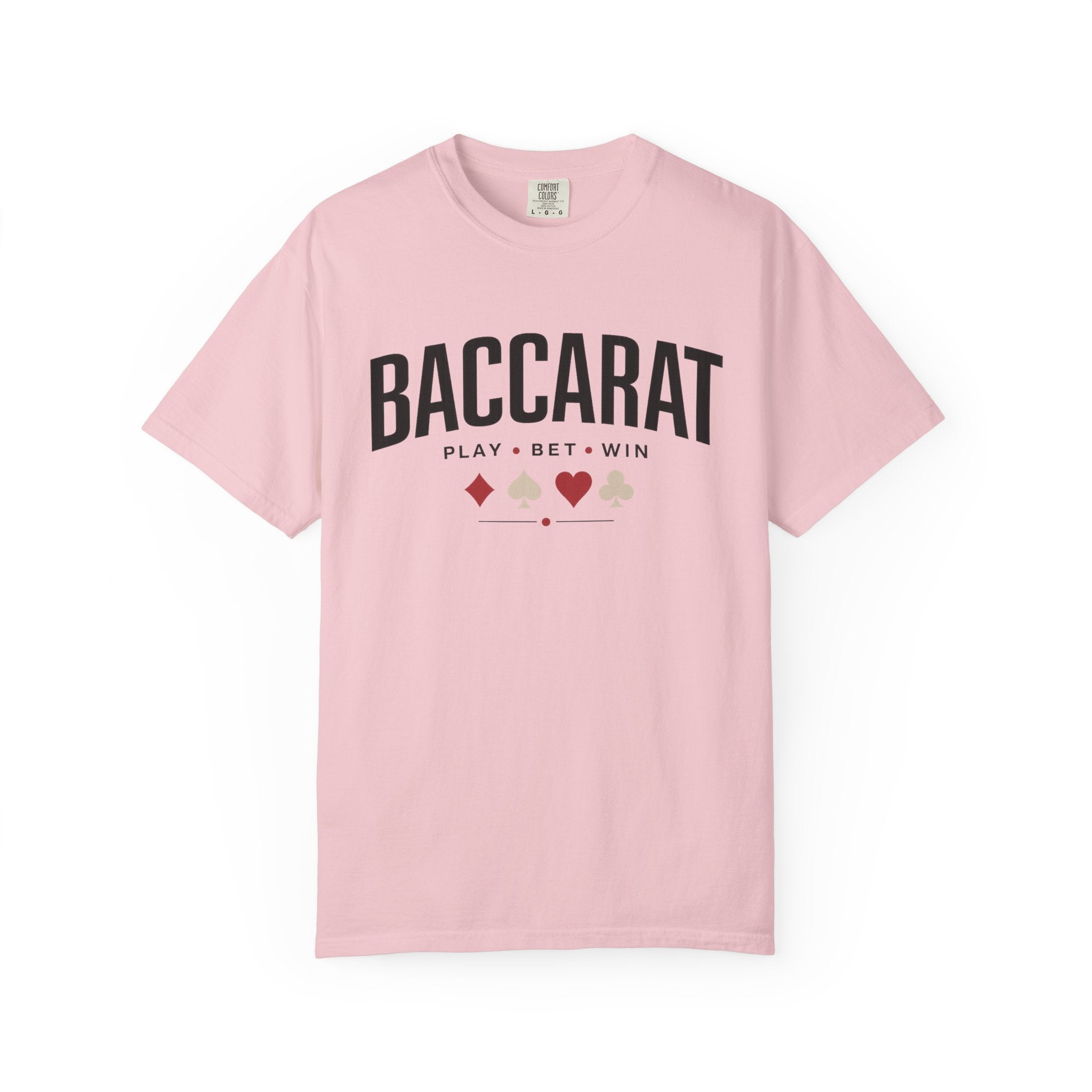 Baccarat Casino T-Shirt — "Play • Bet • Win" Card Game Tee