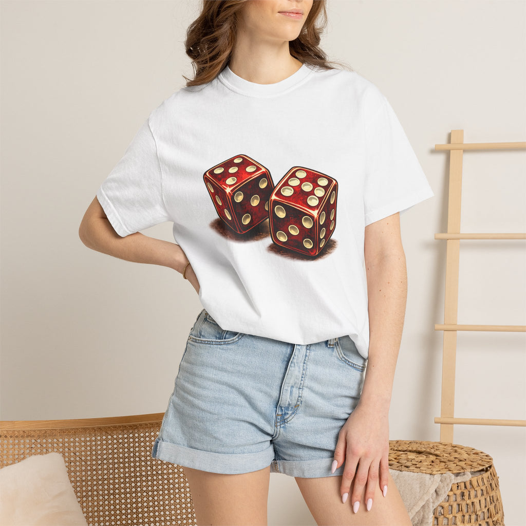 Dice Graphic T-Shirt — Retro Red Dice Design