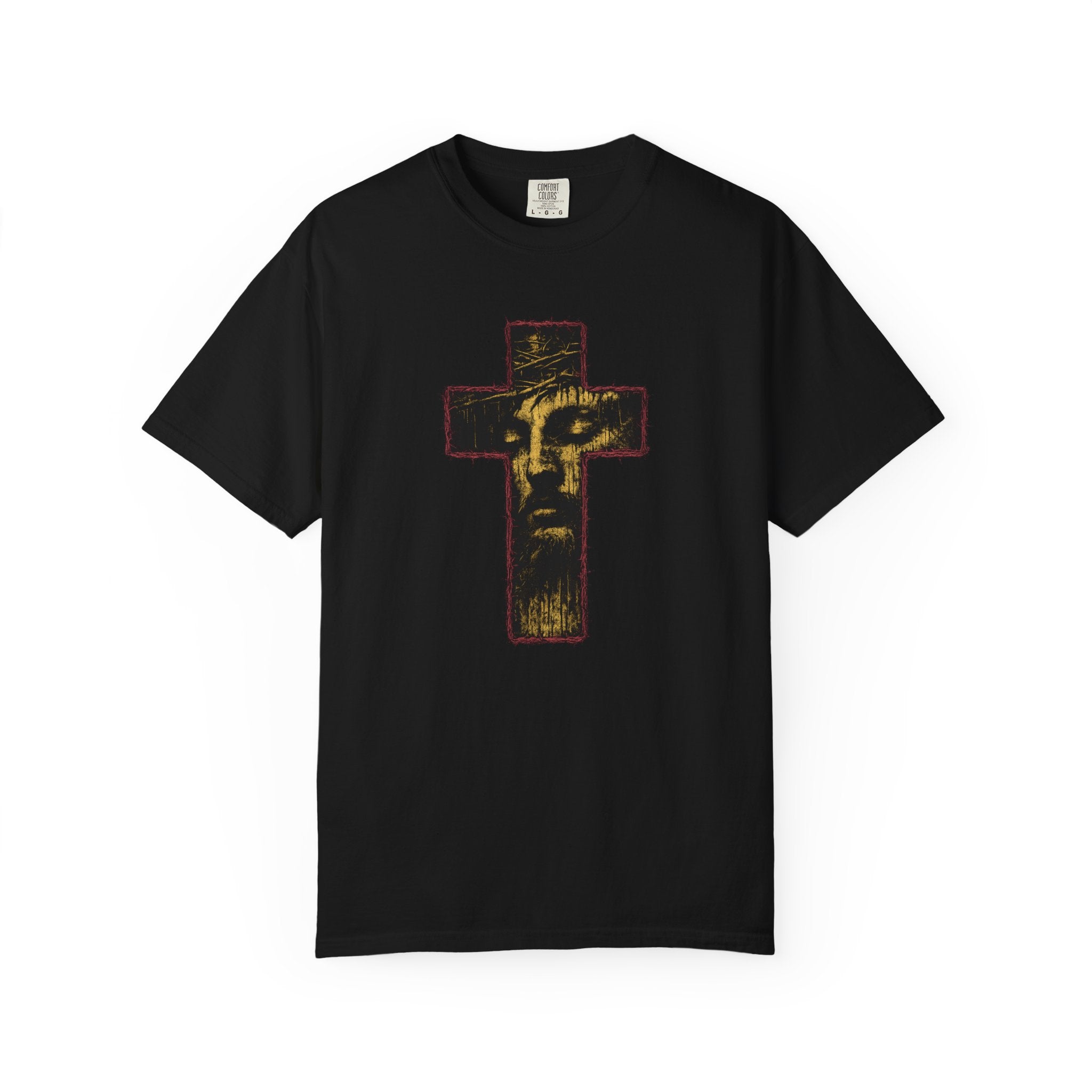Religious Cross Face Graphic T-Shirt — Vintage Faith Tee