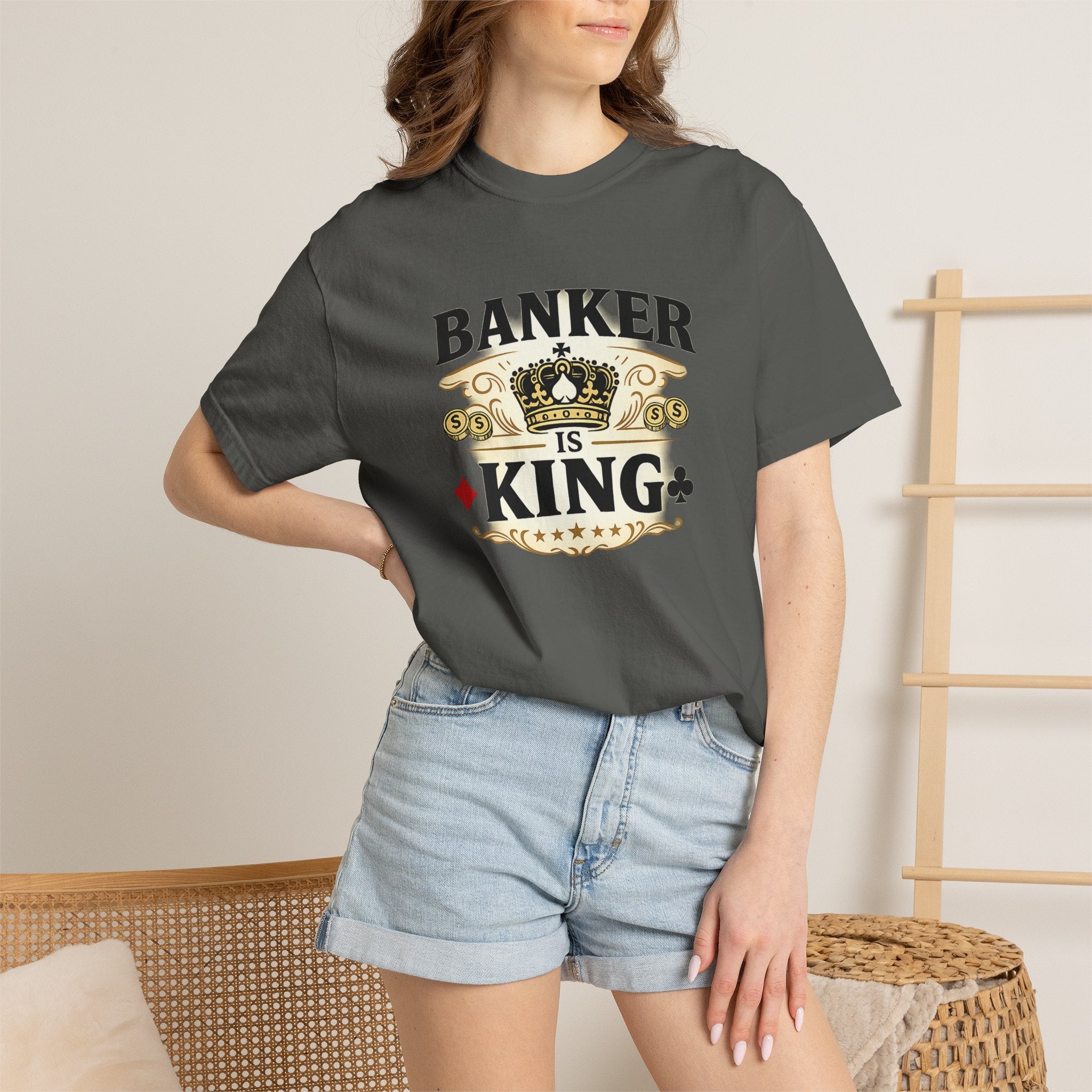 Banker Is King T-Shirt — Retro Crown Money Graphic Tee (Back "BANKER")