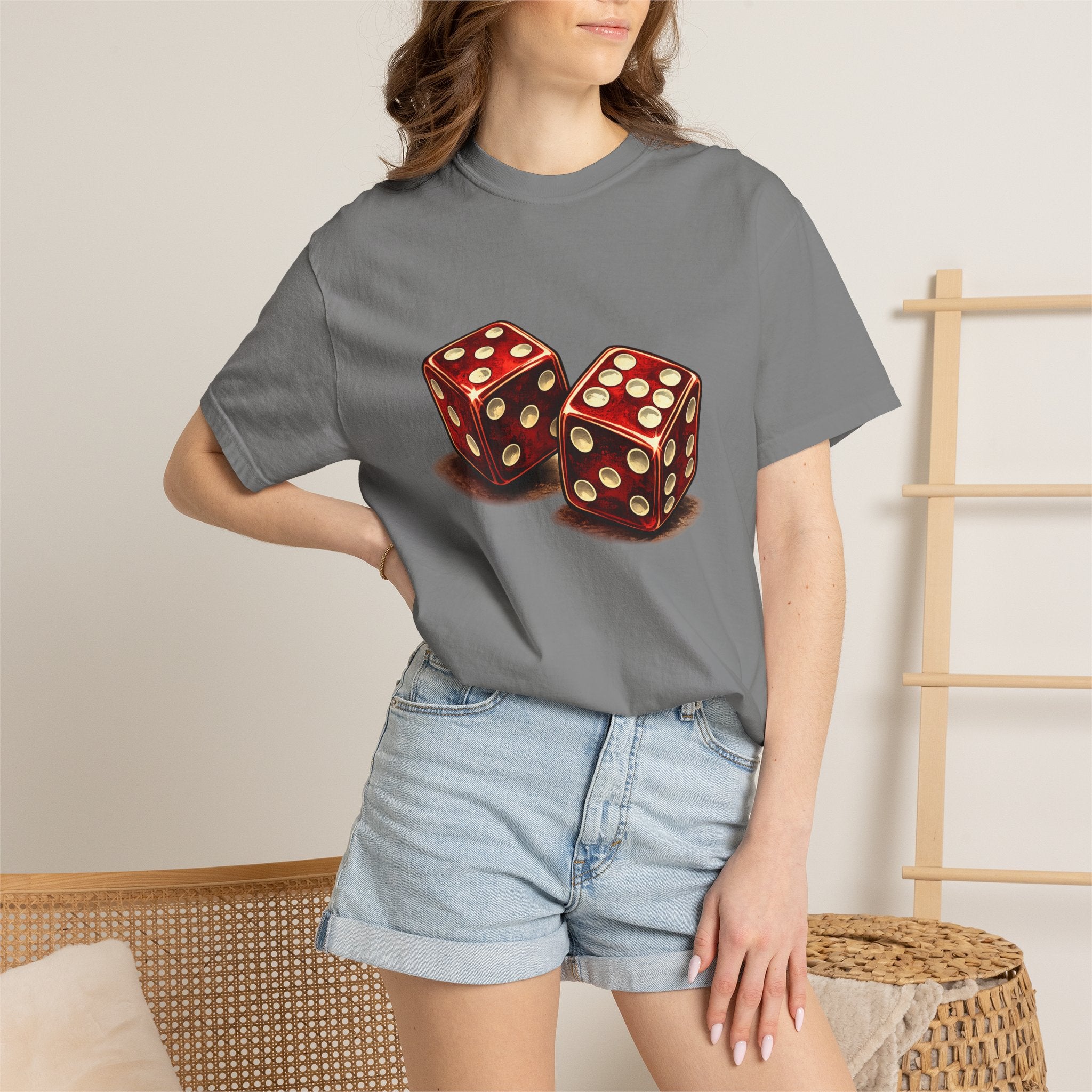 Dice Graphic T-Shirt — Retro Red Dice Design