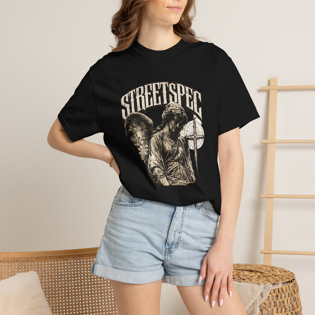 StreetSpec Angel Graphic T-Shirt — Vintage Gothic Cross Tee