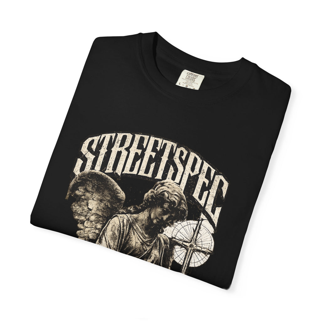 StreetSpec Angel Graphic T-Shirt — Vintage Gothic Cross Tee