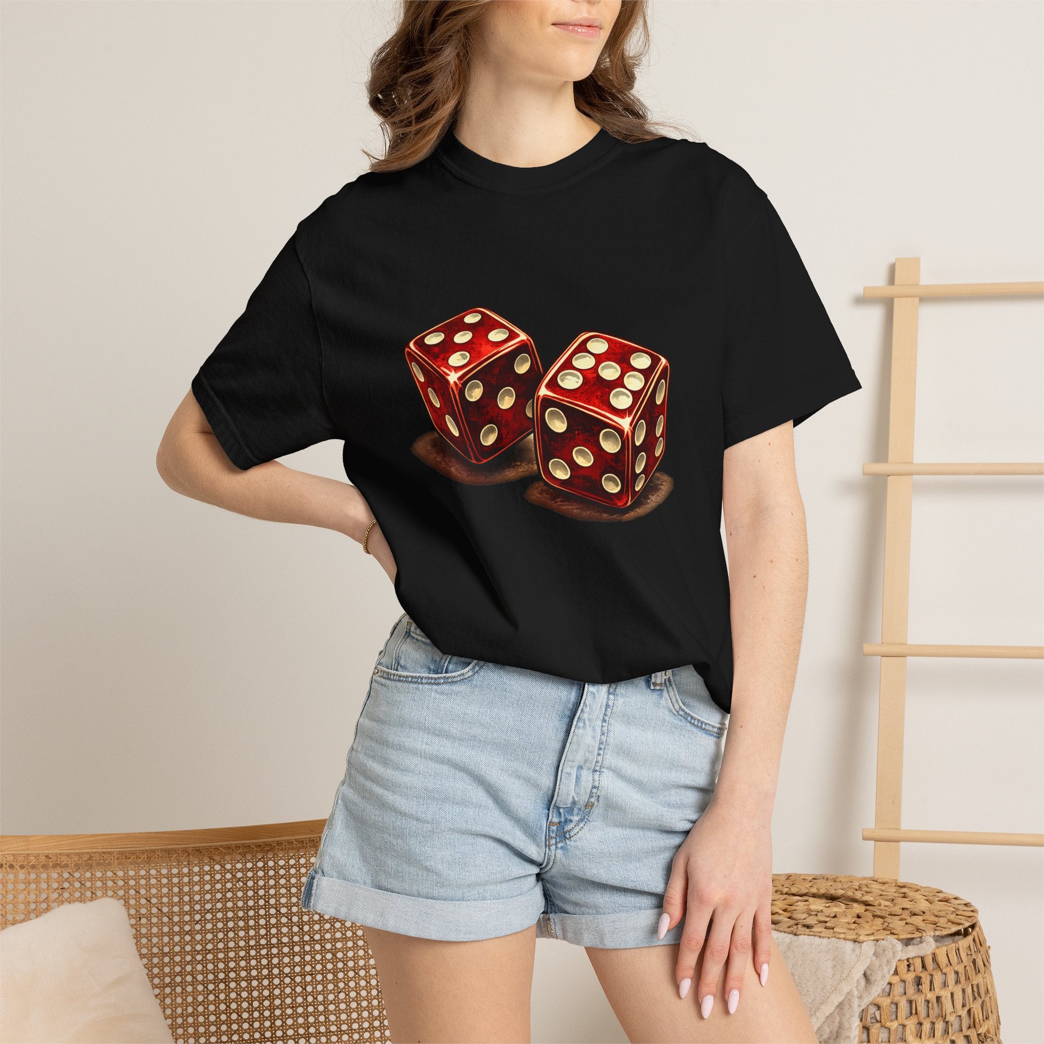 Dice Graphic T-Shirt — Retro Red Dice Design