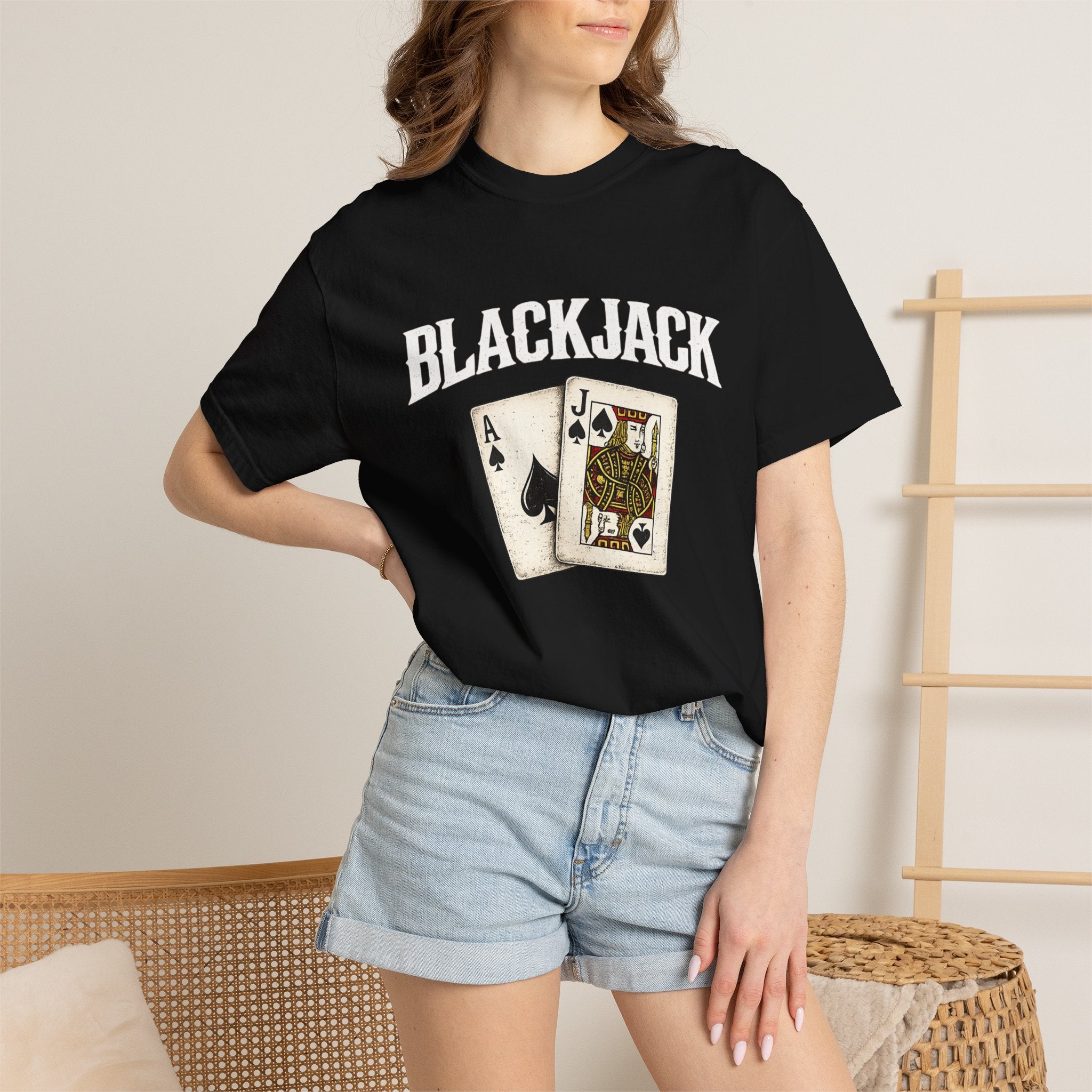 Blackjack Playing Cards T-Shirt — Vintage Casino Poker Tee