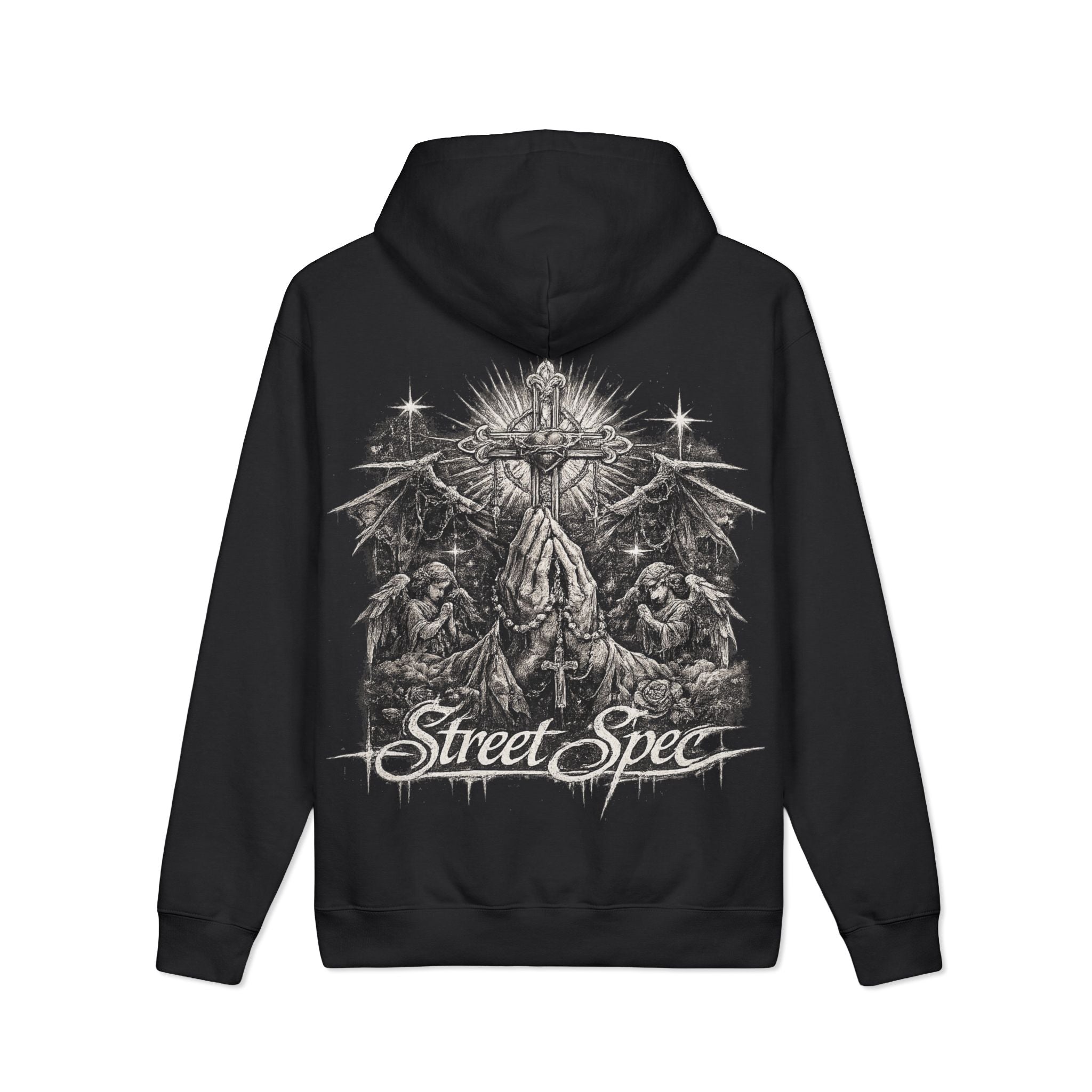 Street Spec Graphic Hoodie — Gothic Angel Prayer Backprint