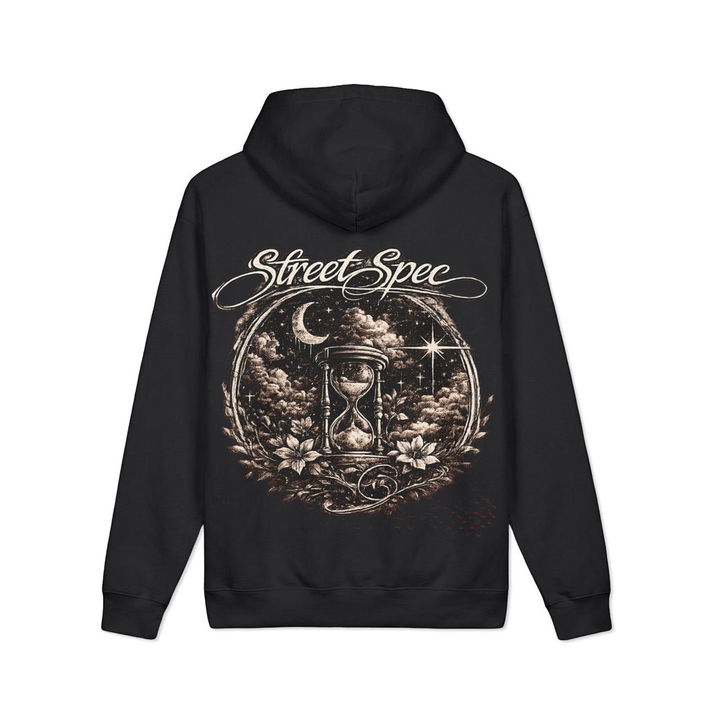 Hourglass Nightscape Hoodie — "Street Spec" Vintage Moonlit Graphic