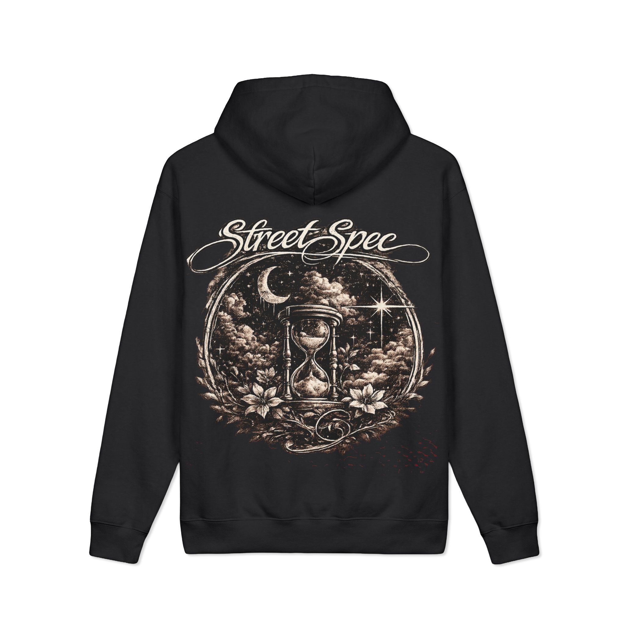Hourglass Nightscape Hoodie — "Street Spec" Vintage Moonlit Graphic