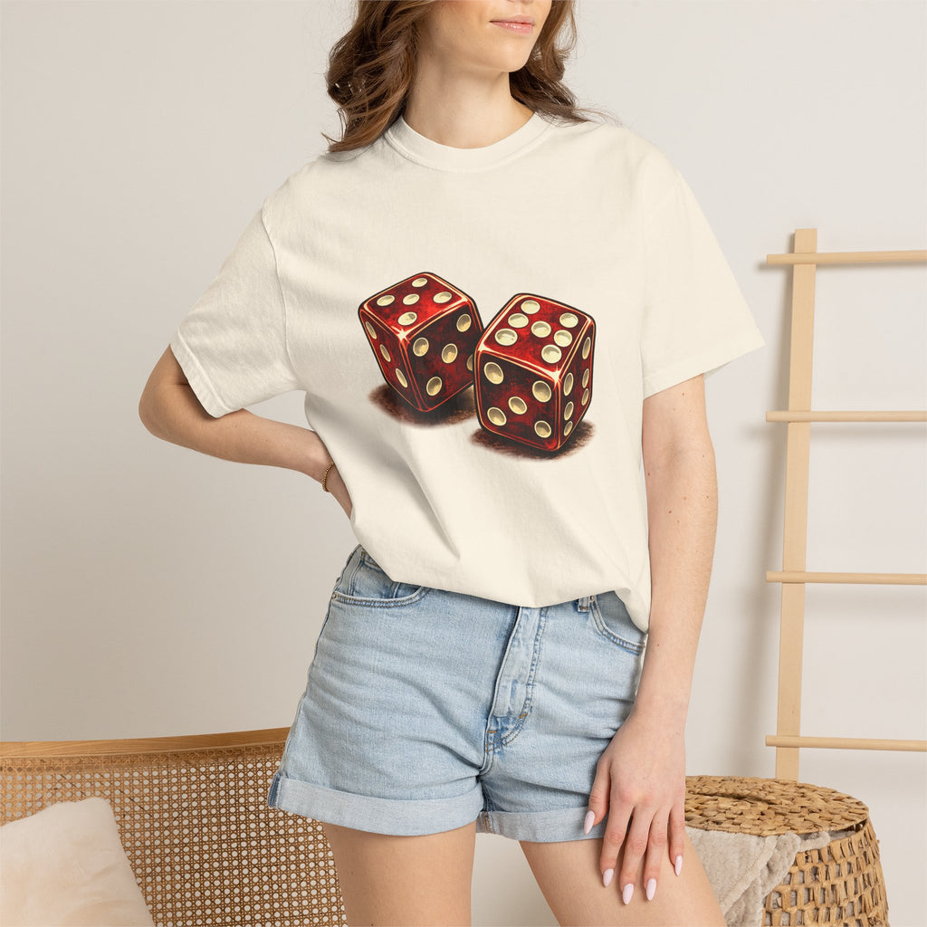Dice Graphic T-Shirt — Retro Red Dice Design