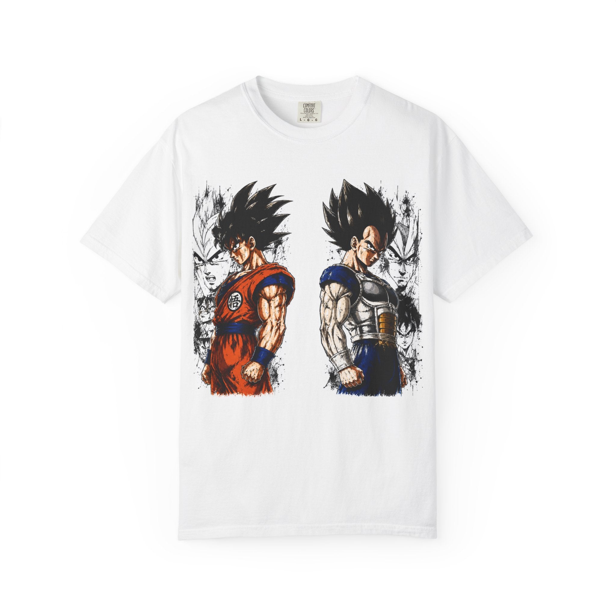 Anime Warrior Duo Graphic T-Shirt — Goku & Vegeta Style Battle Portrait