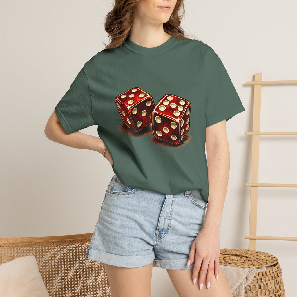 Dice Graphic T-Shirt — Retro Red Dice Design