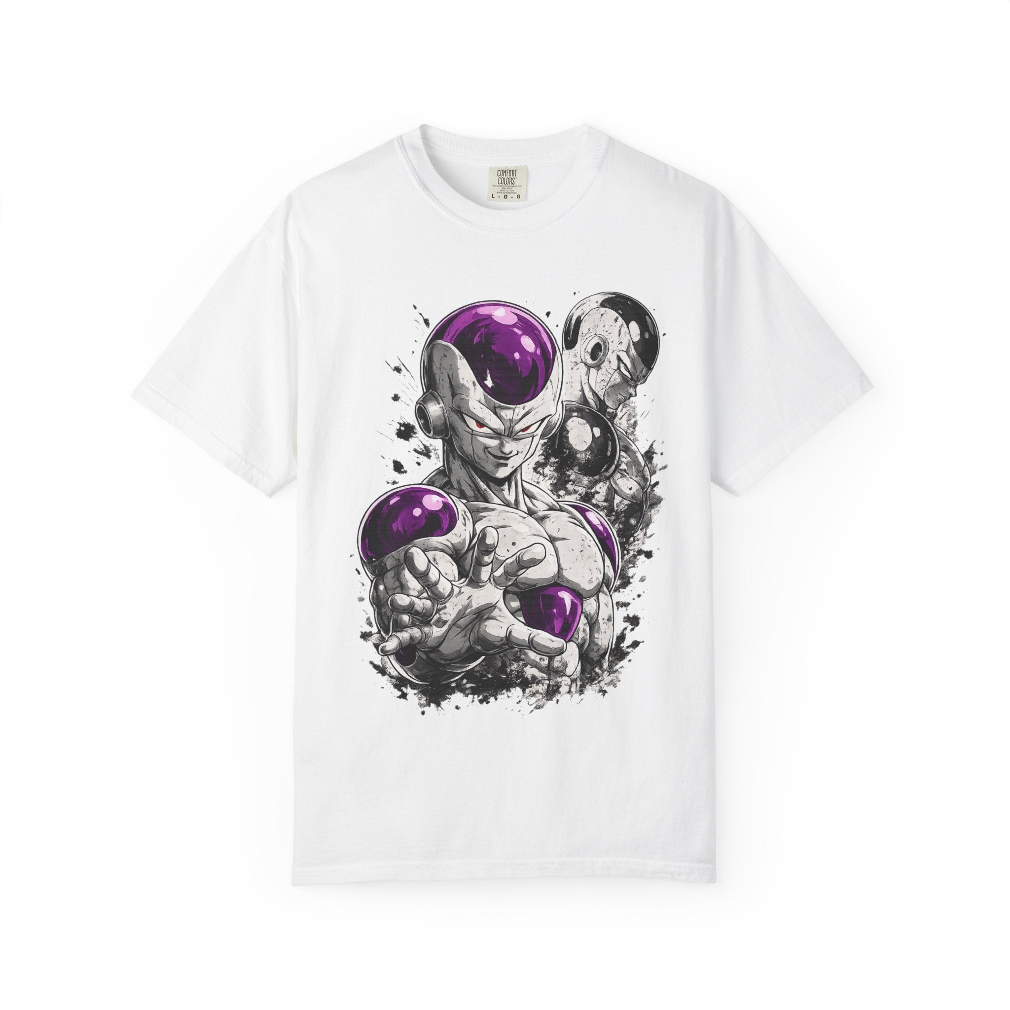 Frieza Anime Graphic T-Shirt — Villain Portrait Tee with Purple Accents