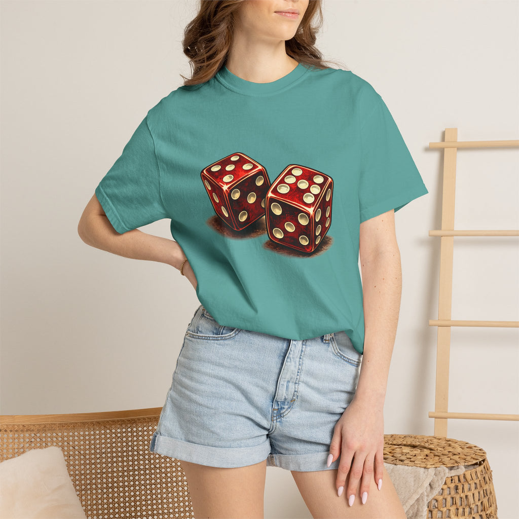 Dice Graphic T-Shirt — Retro Red Dice Design