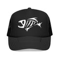 Fish Skeleton Trucker Hat — Angler Skull Foam Cap