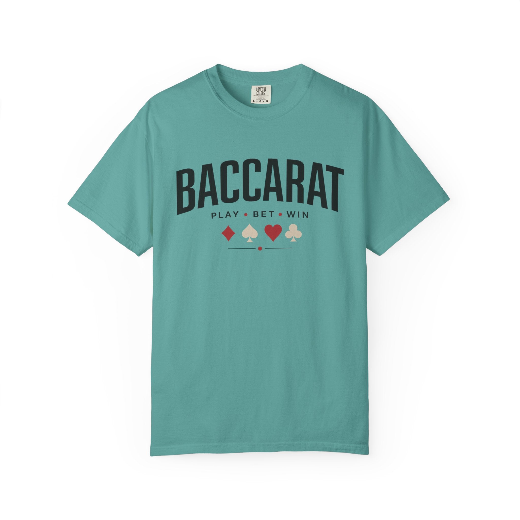 Baccarat Casino T-Shirt — "Play • Bet • Win" Card Game Tee