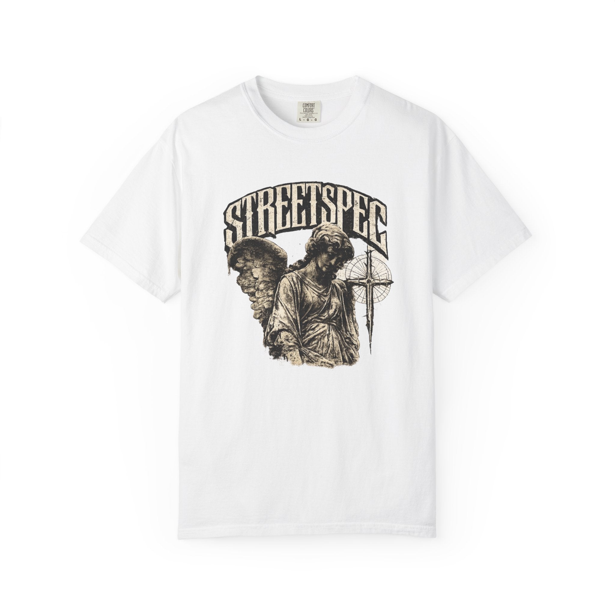 StreetSpec Angel Graphic T-Shirt — Vintage Gothic Cross Tee