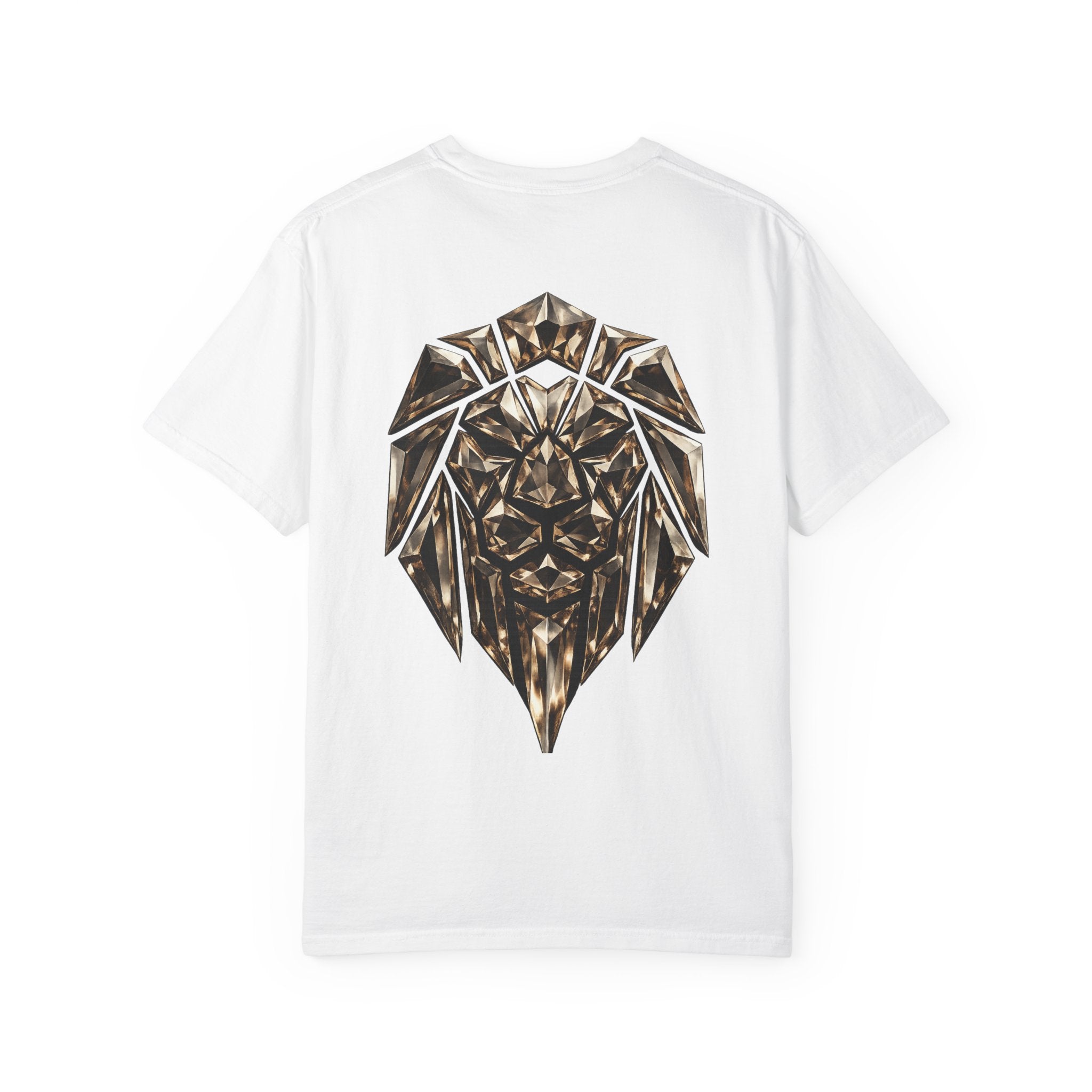 Lion Graphic T-Shirt — 'Stay Sane' Script Front & Geometric Lion Back