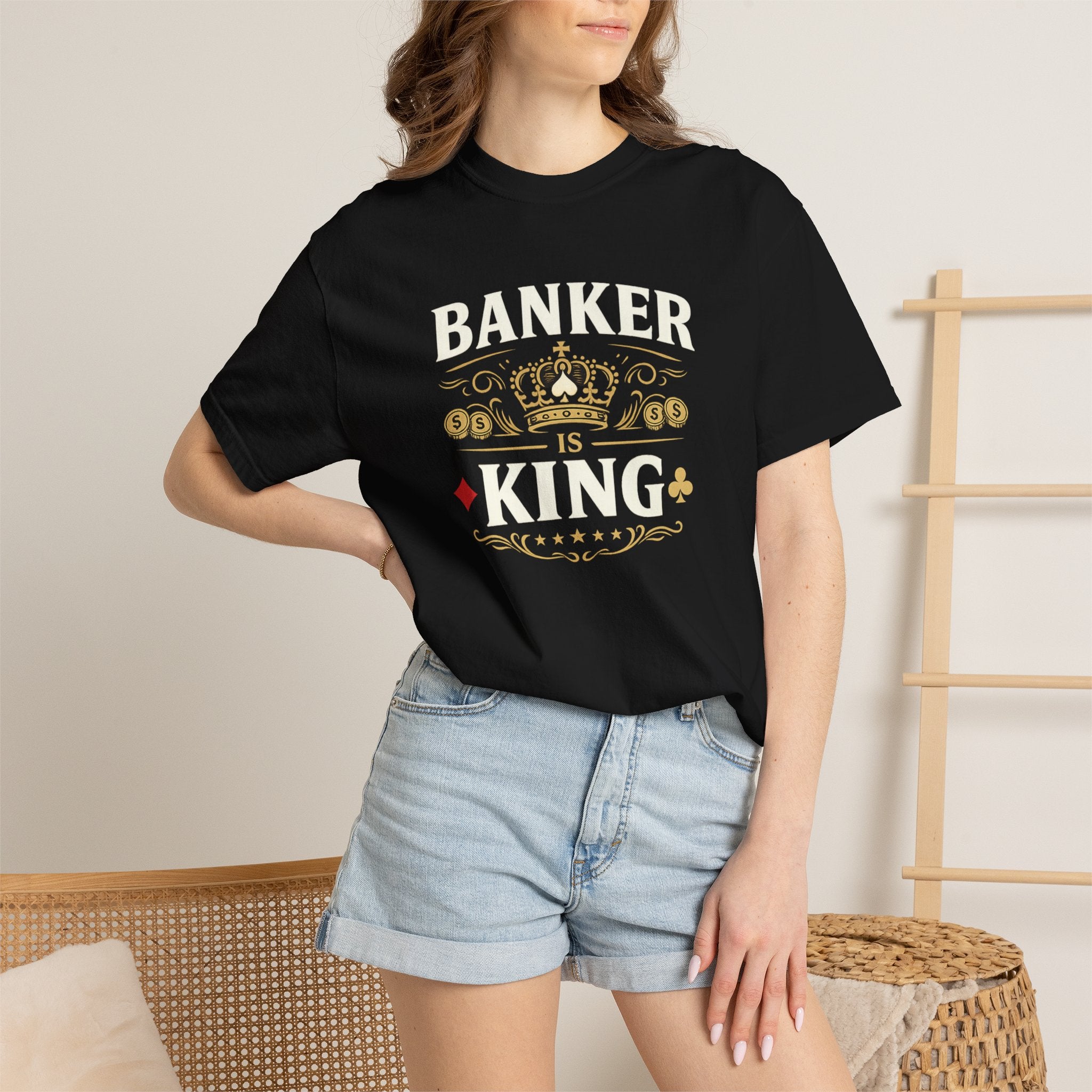 Banker Is King T-Shirt — Retro Crown Money Graphic Tee (Back "BANKER")