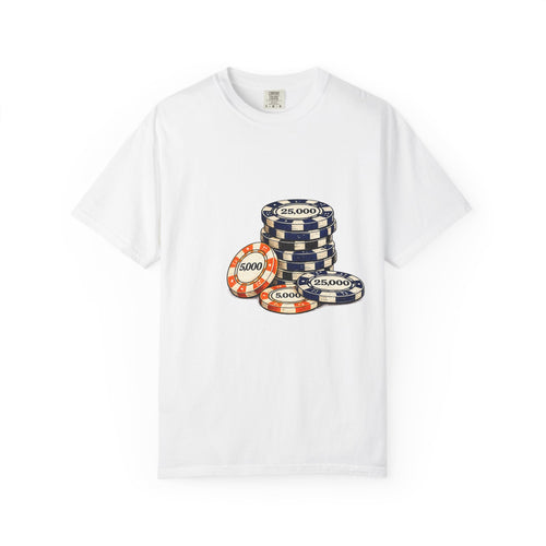 Casino Poker Chips Graphic T-Shirt — Vintage High-Stakes Design