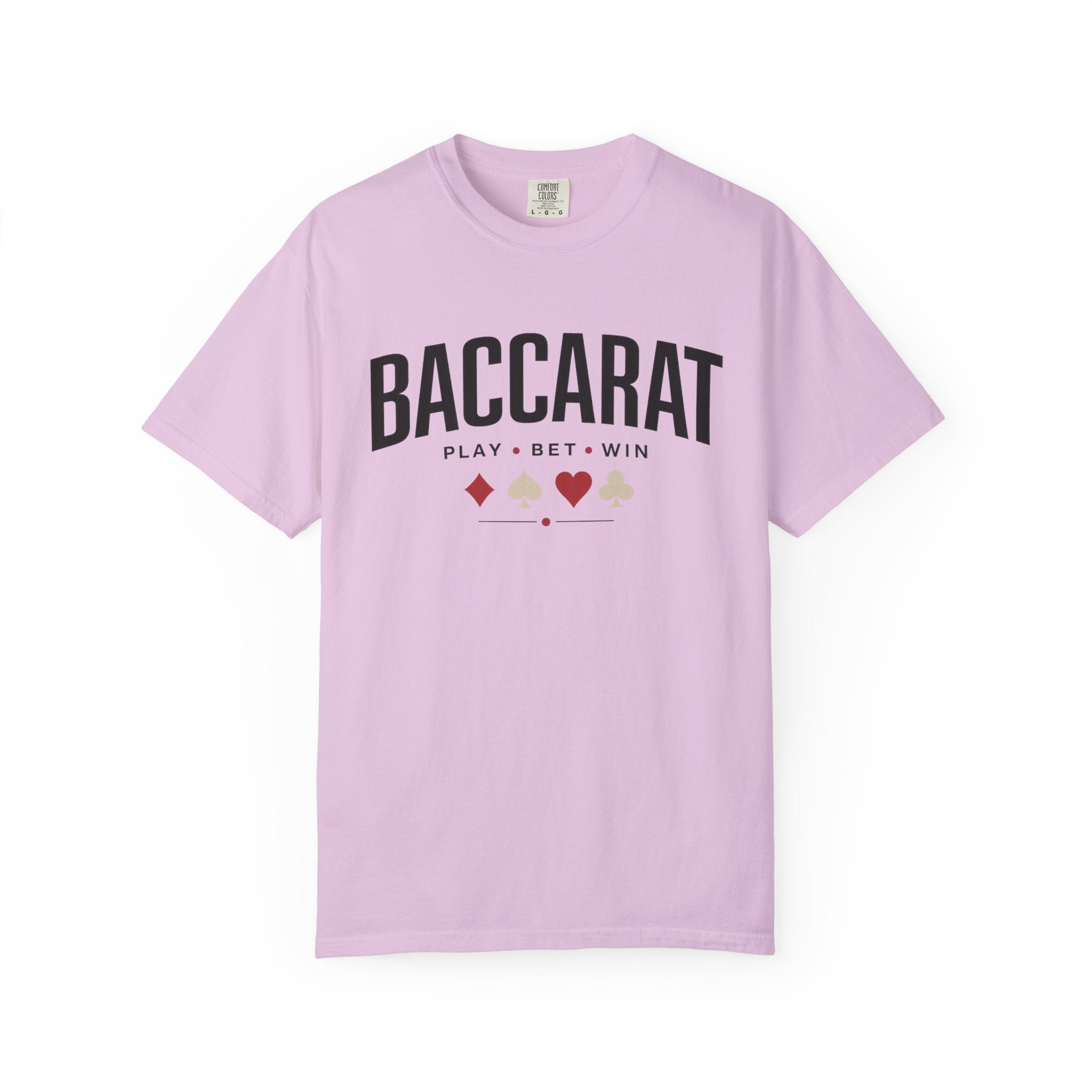 Baccarat Casino T-Shirt — "Play • Bet • Win" Card Game Tee
