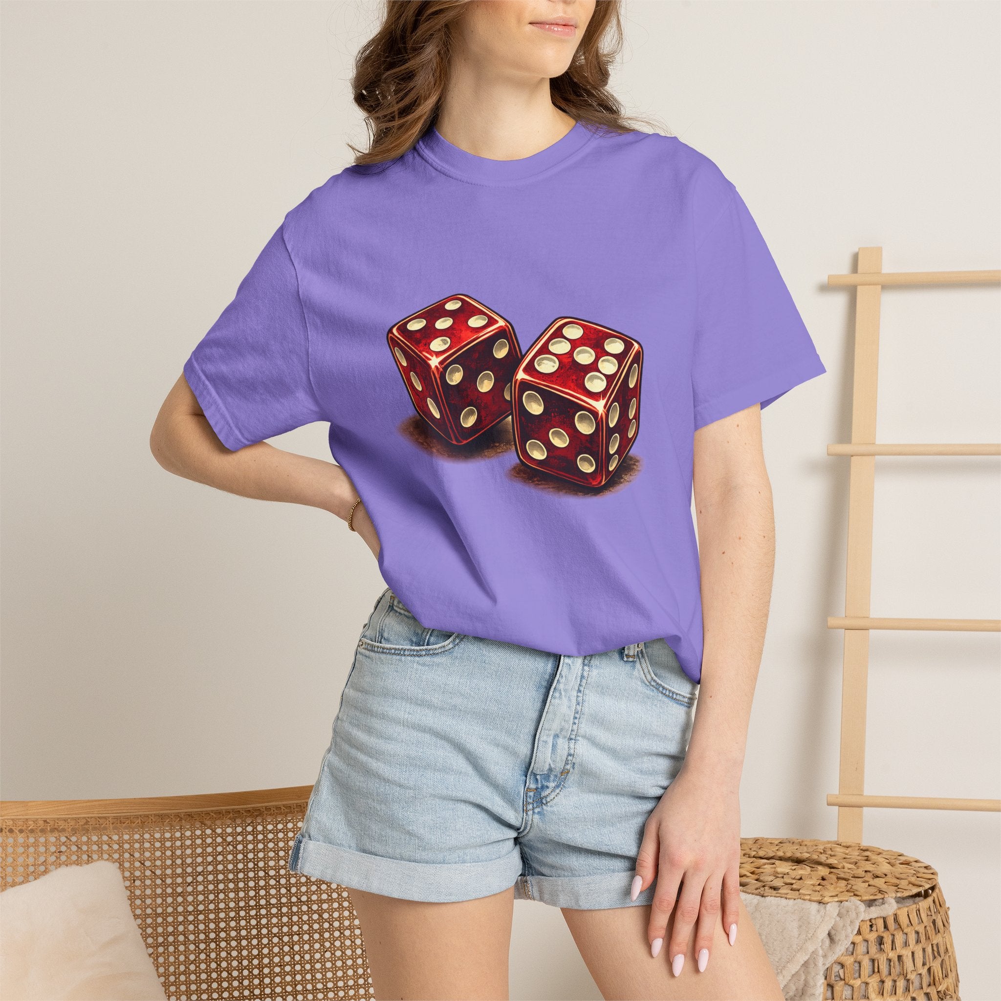 Dice Graphic T-Shirt — Retro Red Dice Design