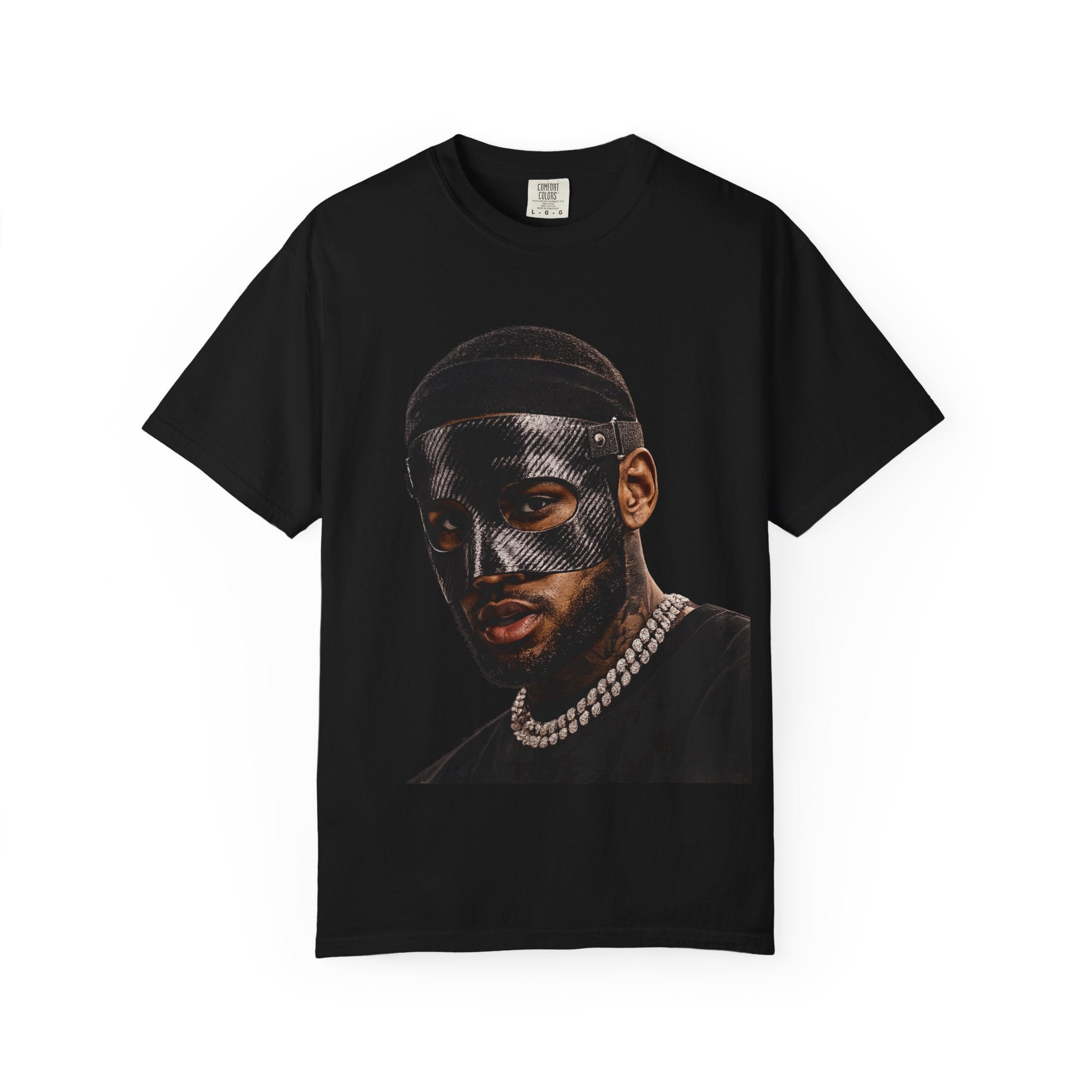 Masked Portrait T-Shirt — Edgy Streetwear Graphic Tee